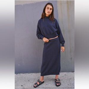 Free People Hailee Navy Skirt Set